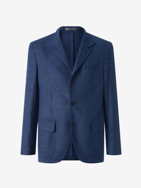 CORNELIANI Navy blue wool, silk and stretch cotton jacket