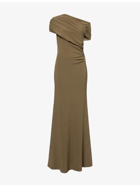 ROLAND MOURET Asymmetric Drape Stretch-Jersey Gown
