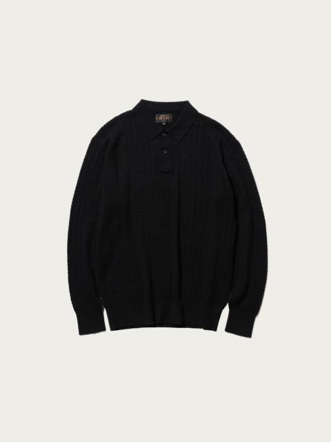 Cable Knit Polo - Black