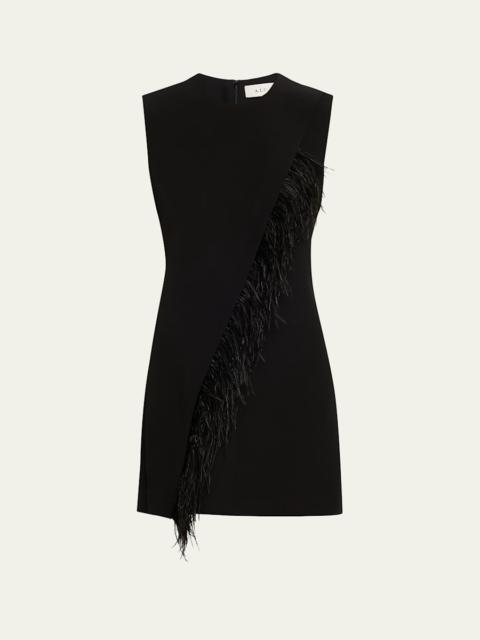 A.L.C. Beck Feather-Trim Mini Dress