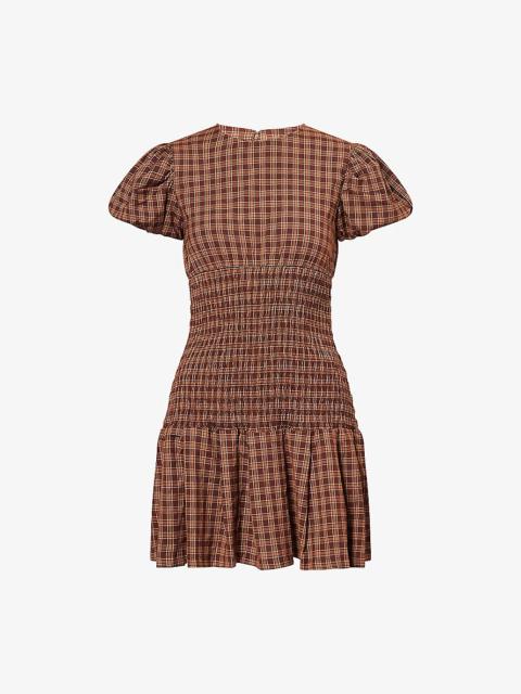 House of Sunny Valerie Check-Print Stretch-Woven Mini Dress