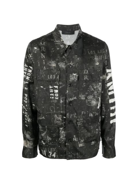 AMIRI logo-print satin shirt
