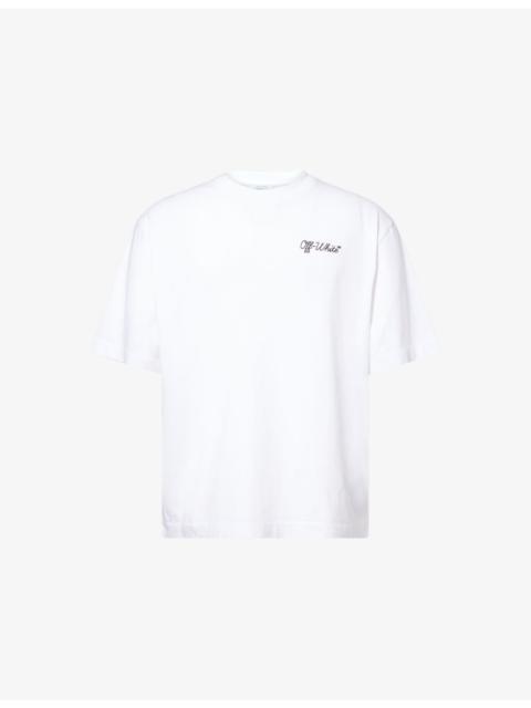 Off-White Embroidered Script Logo Cotton T-Shirt