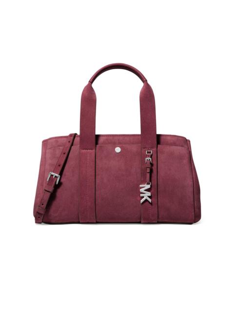 MICHAEL KORS Women's Small Romee Logo Suede Satchel - Oxblood
