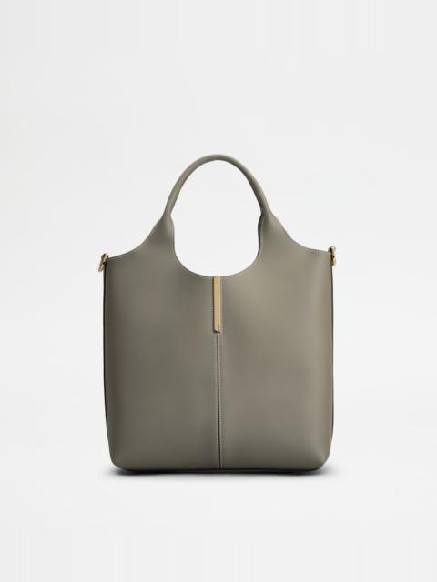 Tod's TOTE SHOPPING BAG IN LEATHER SMALL - GREY