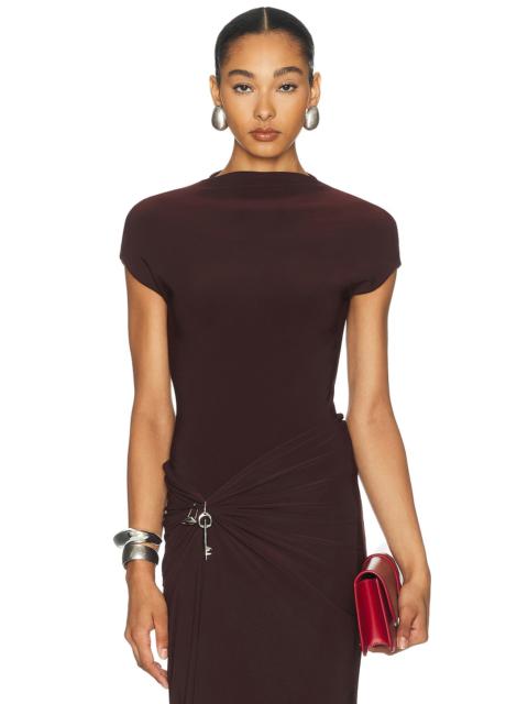 GRACE LING Logo Tag Semi Mock Neck Top Bodysuit
