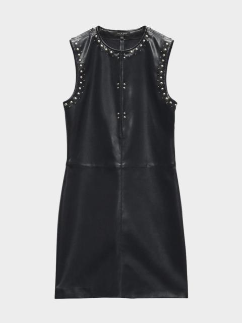 Brigette Studded Faux Leather Mini Dress