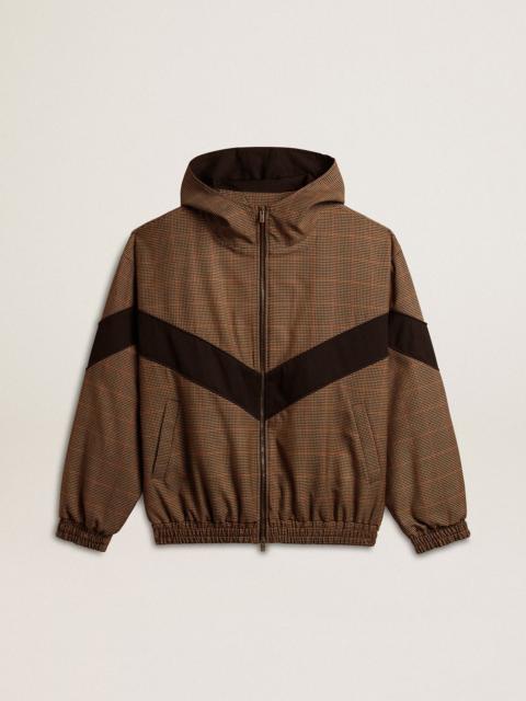 Windcheater in beige and black houndstooth