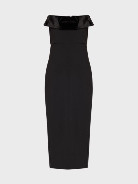 ROLAND MOURET Strapless Crepe Midi Dress