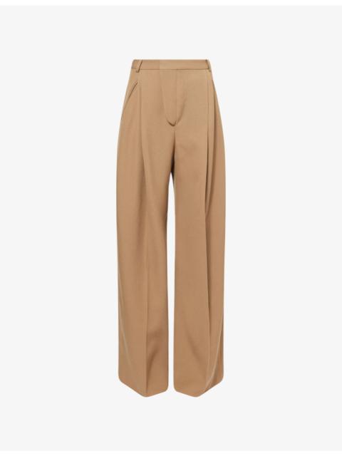 Victoria Beckham Charlee Wide-Leg High-Rise Wool Trousers
