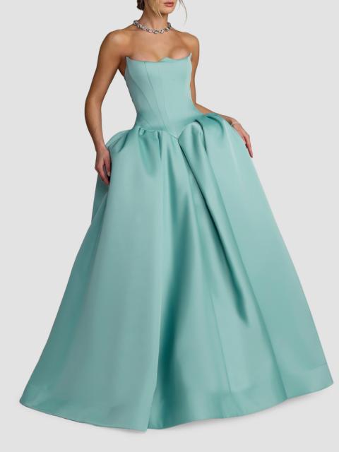 MAC DUGGAL Women's Exaggerated-Hip Satin Strapless Gown - Seafoam
