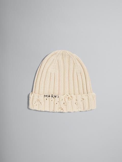 WHITE COTTON BEANIE