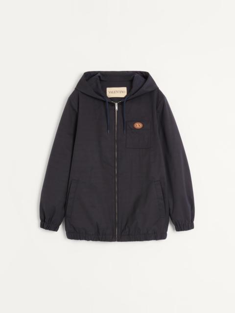 Valentino NYLON HOODED JACKET WITH VLOGO PATCH