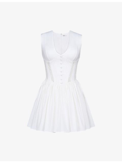 House of CB Carmel Plunge-Neck Stretch-Cotton Mini Dress