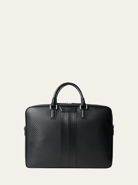 Serapian Men's Slim Stepan Canvas and Leather Briefcase