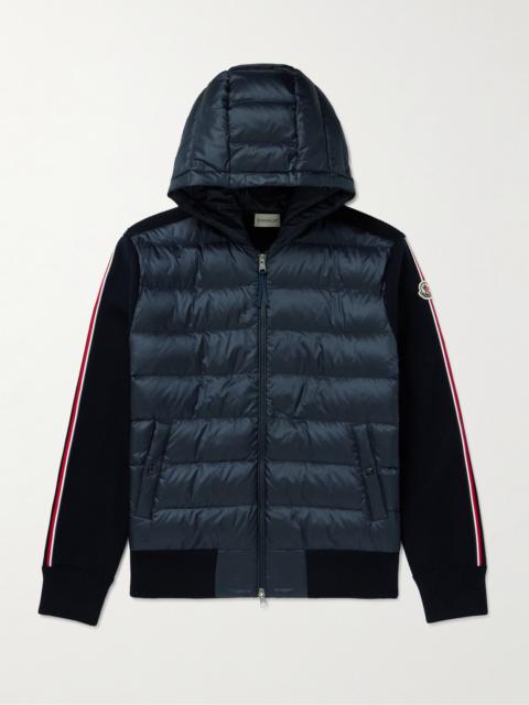 Moncler Logo-Appliquéd Virgin Wool and Quilted Shell Down Cardigan