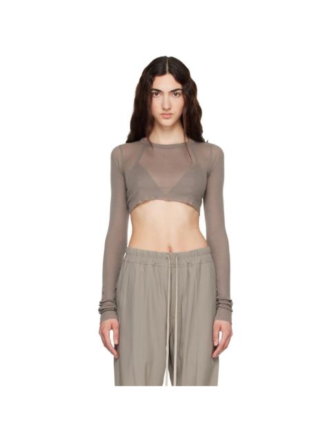Rick Owens Taupe Tower LS Crop T-shirt