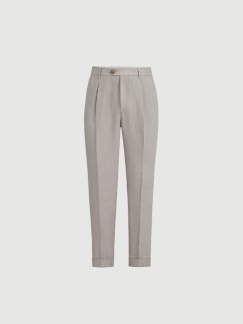 Brunello Cucinelli Garment-dyed trousers in linen gabardine with pleat