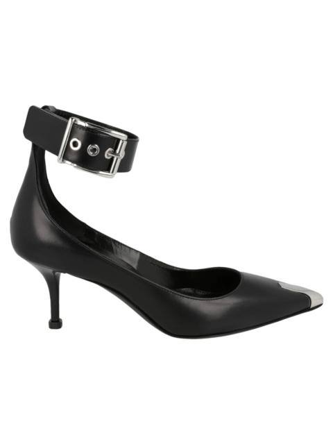 Alexander McQueen Alexander McQueen Buckle Leather Heels Black Silver (Women's)