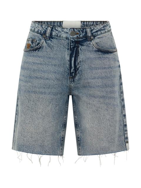 ONE TEASPOON Le Cats Mid Waist Wide Leg Boyfriend Denim Shorts - Cloud Blue