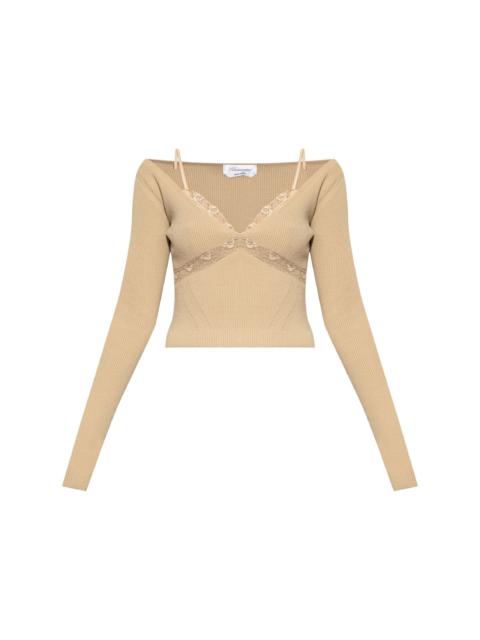 Blumarine lace-detail knitted top