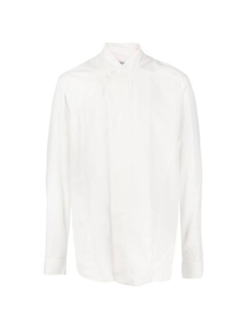 Julius concealed-fastening cotton-blend shirt