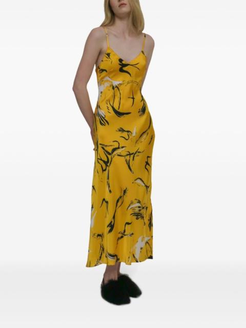 ROSETTA GETTY Painted Birds-print slip dress