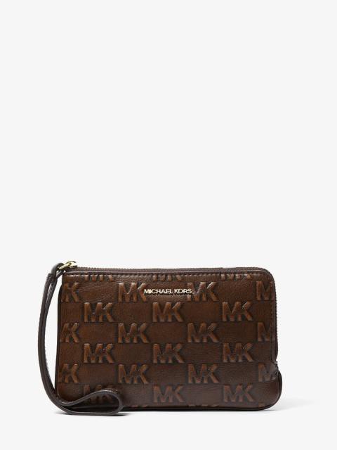 MICHAEL KORS Jet Set Travel Small Burnished Logo Embossed Wristlet