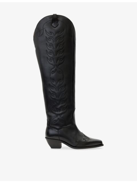 ALLSAINTS Landon Western Leather Knee-High Boots