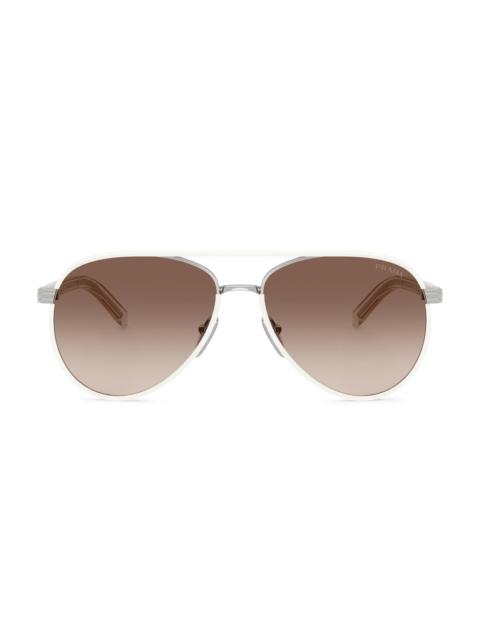 Prada Women's 59MM Aviator Sunglasses - Pale Gold Brown Gradient