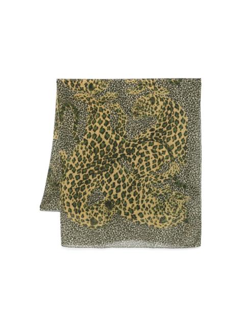 SAINT LAURENT leopard-print scarf