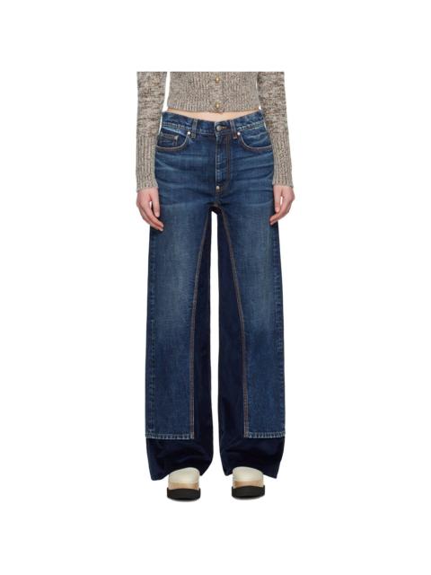Blue Corduroy High-Rise Straight Leg Jeans