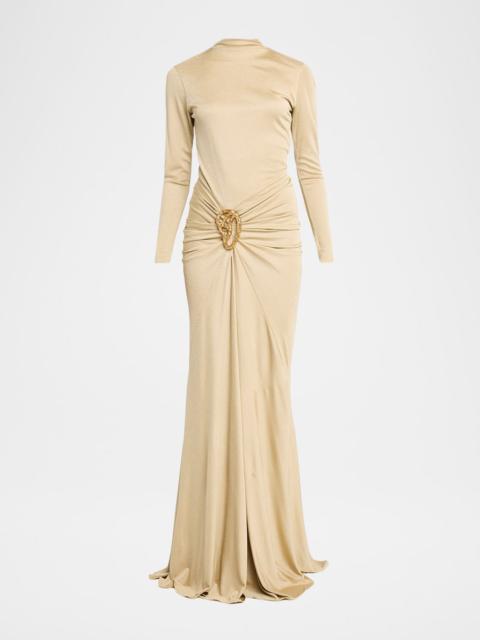 SILVIA TCHERASSI Celinda Draped Long-Sleeve Maxi Dress