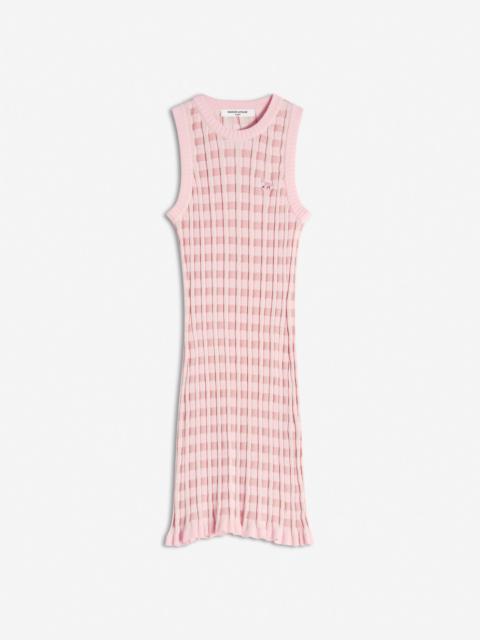 Maison Kitsuné CHECKED RIBBED SHORT DRESS
