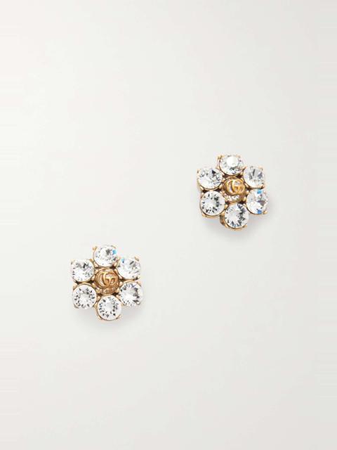 GG Marmont gold-tone crystal clip earrings
