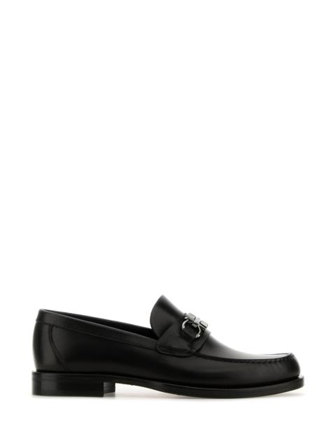 FERRAGAMO Black leather Fort loafers