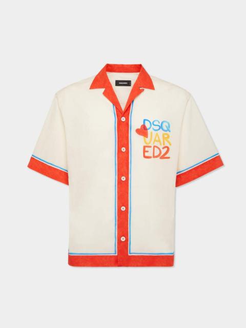 DSQUARED2 SUMMER LOVERS DROP SHOULDER MUSLIN BOWLING SHIRT