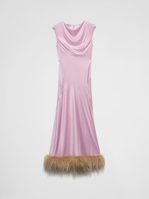 Prada Jersey satin dress with feather