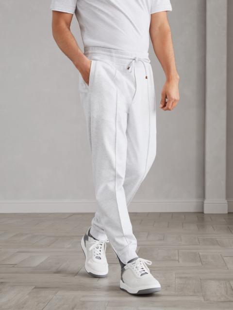 Techno cotton French terry trousers with Crête detail, drawstring and elasticated zipper cuffs