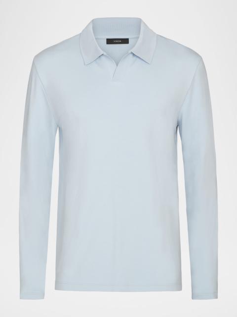 Vince Men's Milano Pima Cotton-Blend Johnny-Collar Polo Shirt