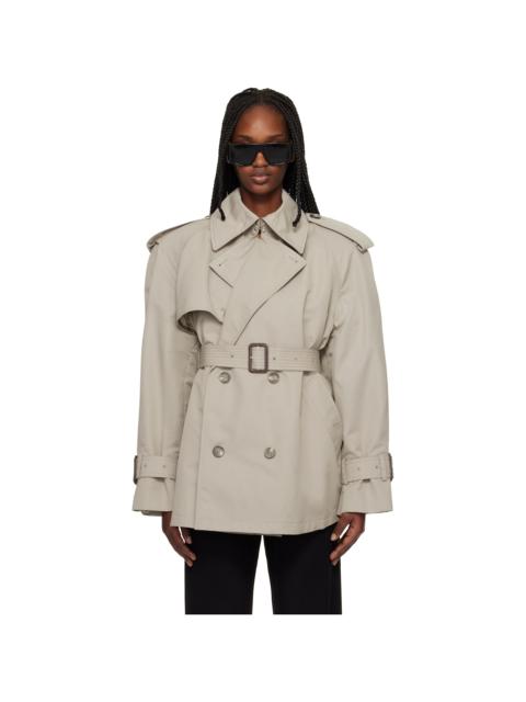 WARDROBE.NYC Taupe Clean Mini Trench Coat