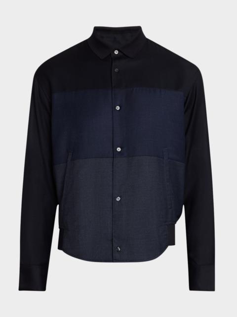 Men's Twill Color Block Sport Shirt