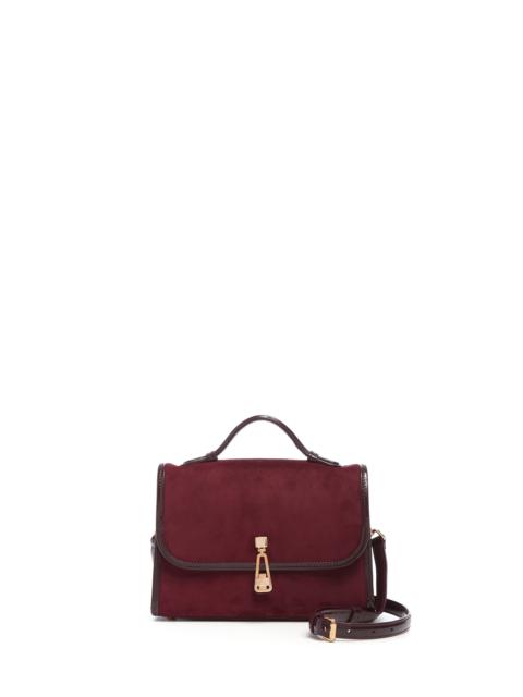 Small Leonora Flap Bag in Bordeaux Suede