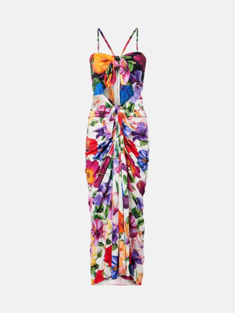 Dolce & Gabbana Floral draped cutout midi dress