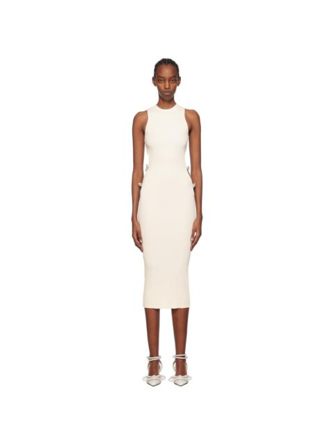 White Crystal-Cut Midi Dress