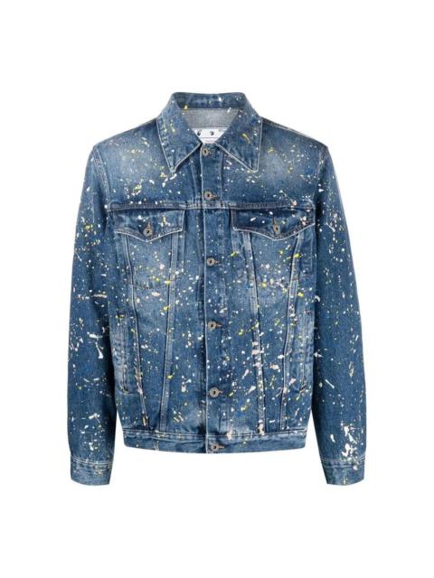 ジャケット Off-White SS23 Printed denim jacket (OWYE027S23DEN003 4000) Off White Men's Denim Jacket Back Flower OWYE023S21DEN003
