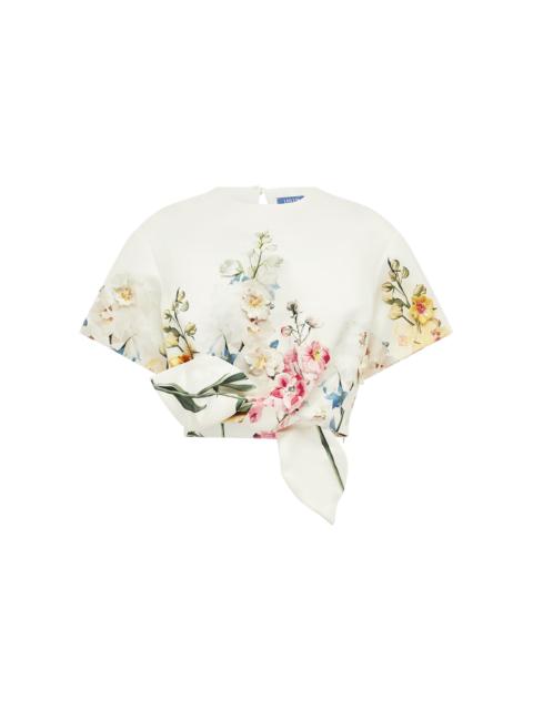 LEO LIN Riley Embroidered Crop Top off-white