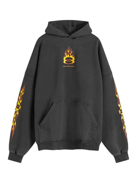 BALENCIAGA Oversized Flame Hoodie "Washed Out Black" 739024 TQVW9 1134