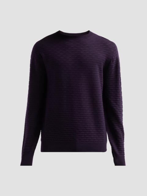 GIORGIO ARMANI Men's Geometric Textured Virgin Wool Crewneck Sweater - Must