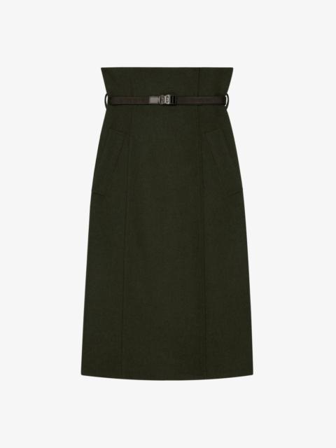 Givenchy WRAP SKIRT IN MILITARY FLANNEL WITH 4G BELT